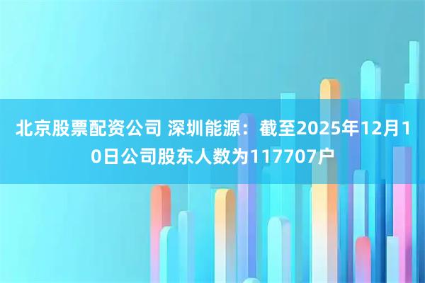北京股票配资公司 深圳能源：截至2025年12月10日公司股东人数为117707户